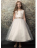 Satin Tulle Flower Girl Dress With Rhinestone Belt Satin Tulle Flower Girl Dress With Rhinestone Belt